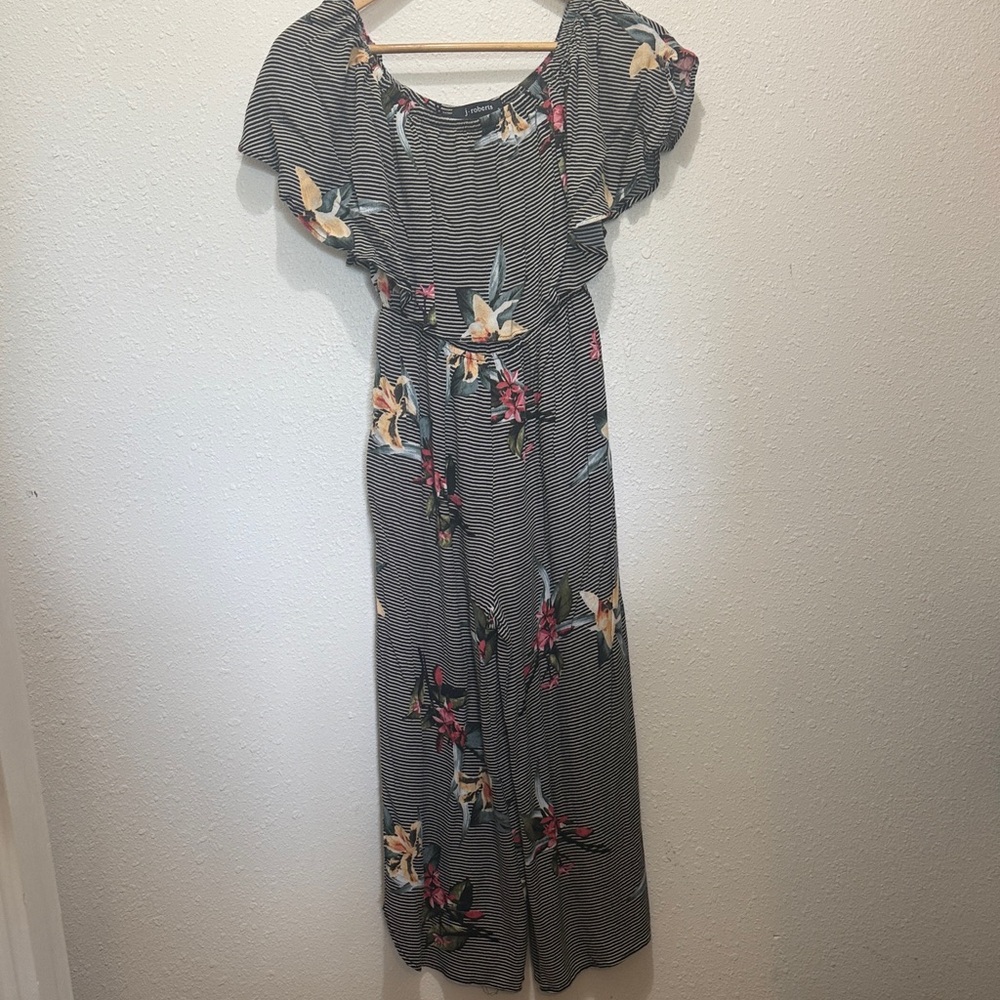 j. roberts Floral Striped Women's capri romper, Size S